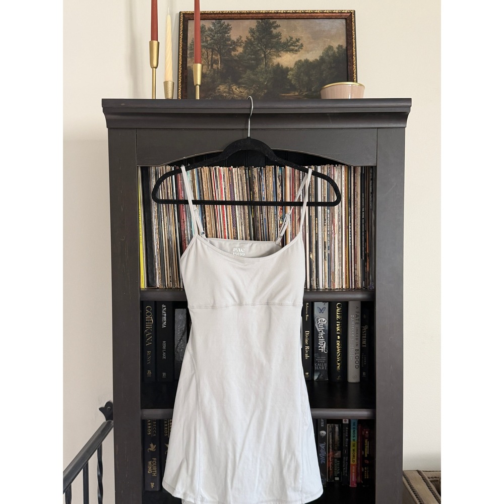 PAC 1980 Active Workout Exercise Dress Medium Gray Open Back NWT